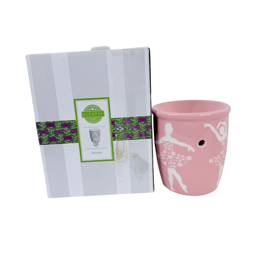 Scentsy Pedestal Pink And White Ballerina Mini Warmer with Box